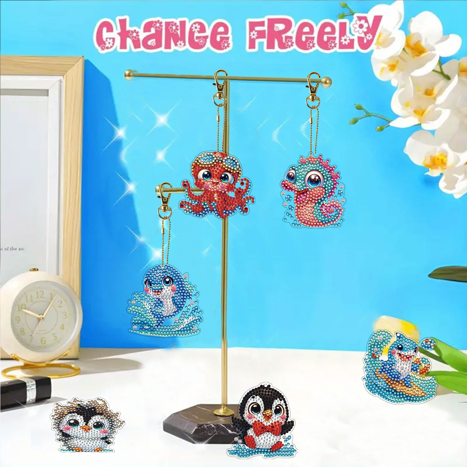Resin Craft For Beginners - 15Pcs DiY Diamond Art Keychain Ornaments