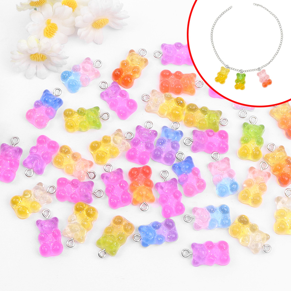 Resin Craft Material - 60pcs Dual Color Resin Bear Shaped
