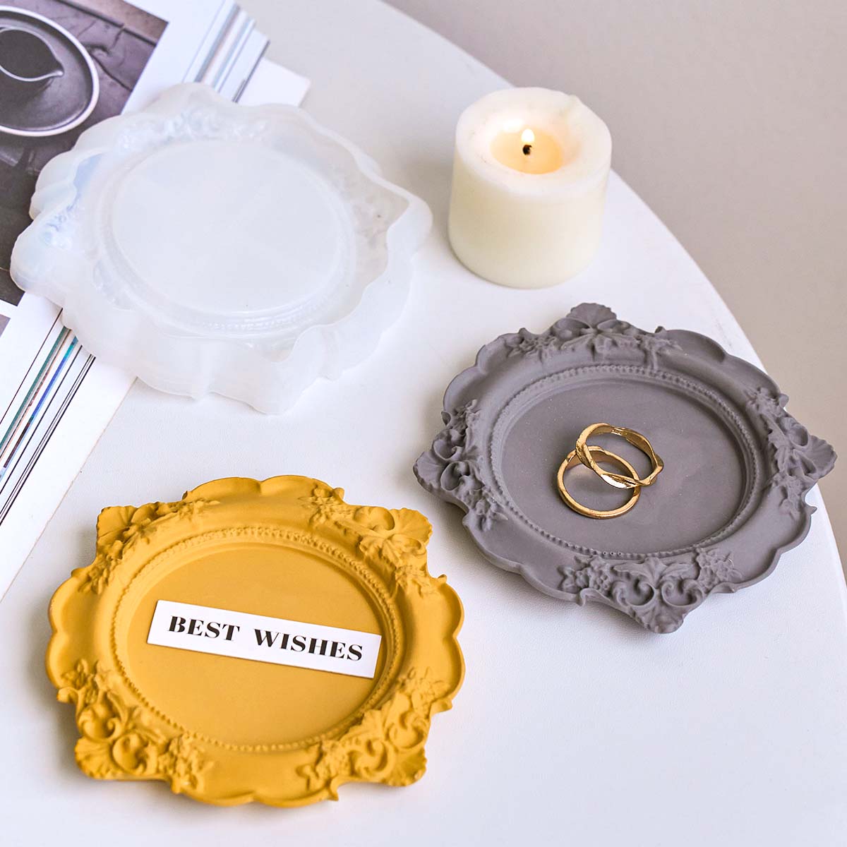 Round Relief Storage Tray Sili - огляд і ціна Coaster Mold Round