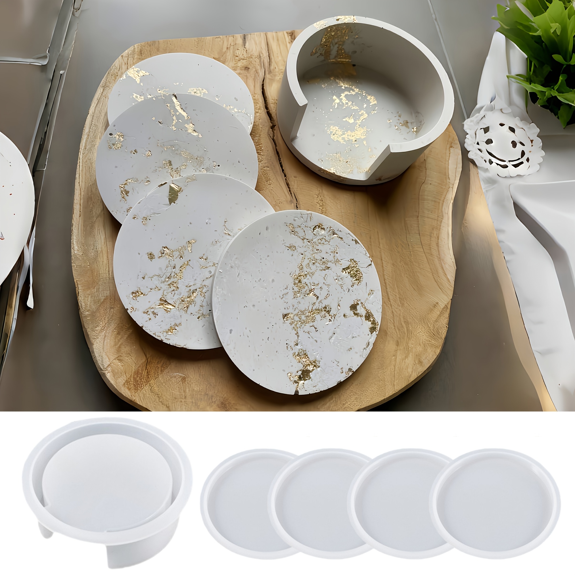 5pcs Round Coaster Silicone Mo - огляд і ціна Coaster Mold Round