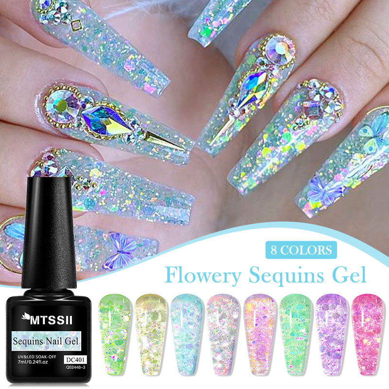 4/8pcs Flowery Sequins Gel Nai - огляд і ціна Resin Glitter Pack