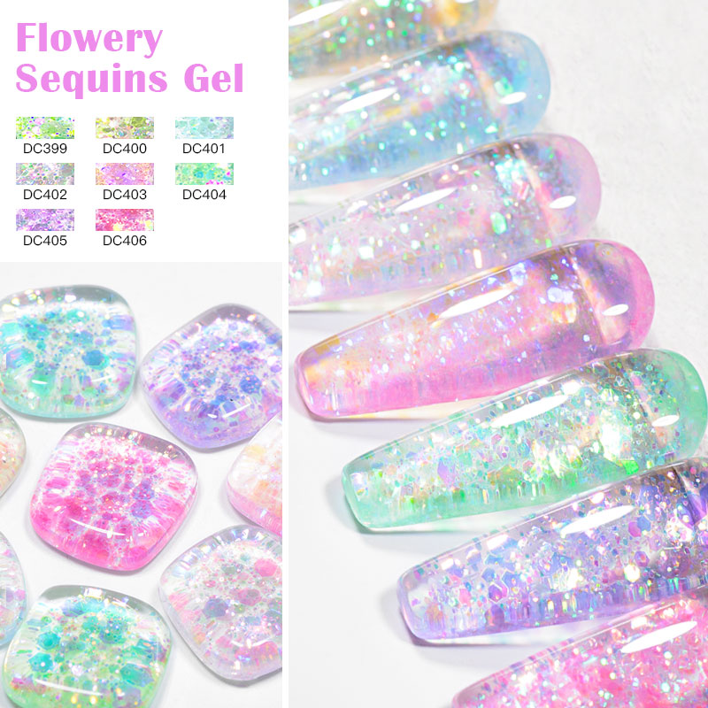 4/8pcs Flowery Sequins Gel Nai - огляд і ціна Resin Glitter Pack