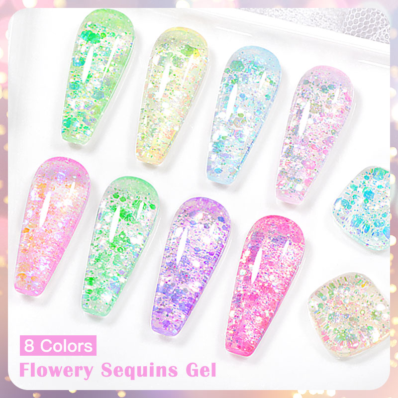4/8pcs Flowery Sequins Gel Nai - огляд і ціна Resin Glitter Pack