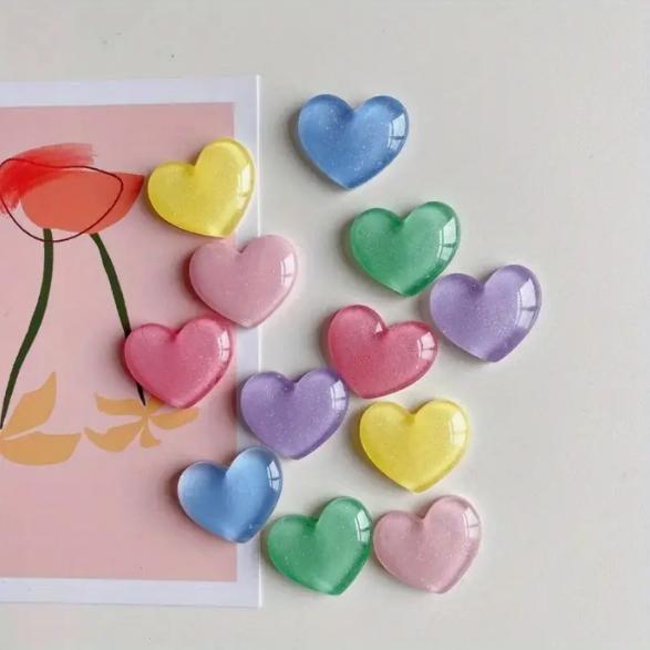 6pcs Colorful Heart Shaped Fri - огляд і ціна Resin Glitter Pack
