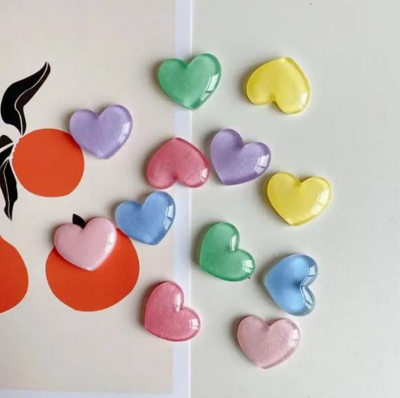 6pcs Colorful Heart Shaped Fri - огляд і ціна Resin Glitter Pack