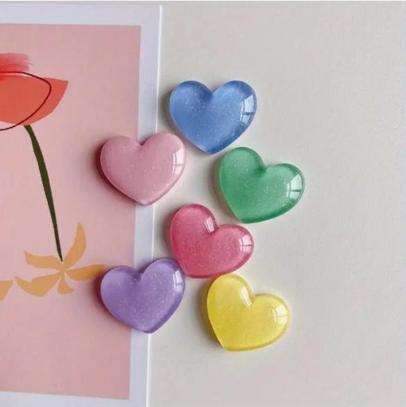 6pcs Colorful Heart Shaped Fri - огляд і ціна Resin Glitter Pack