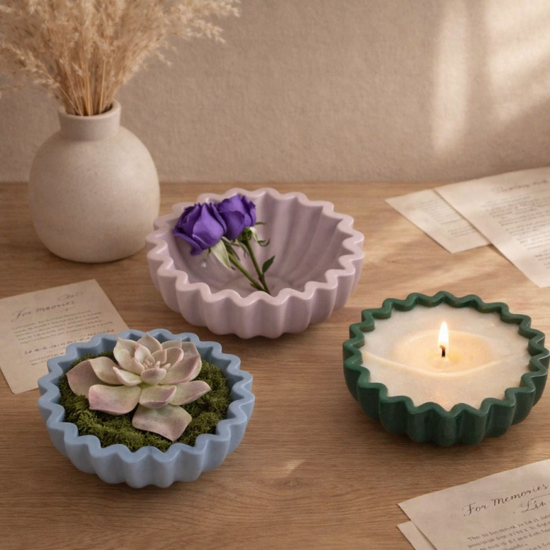 1 Epoxy plaster origami wave e - огляд і ціна Coaster Mold Round