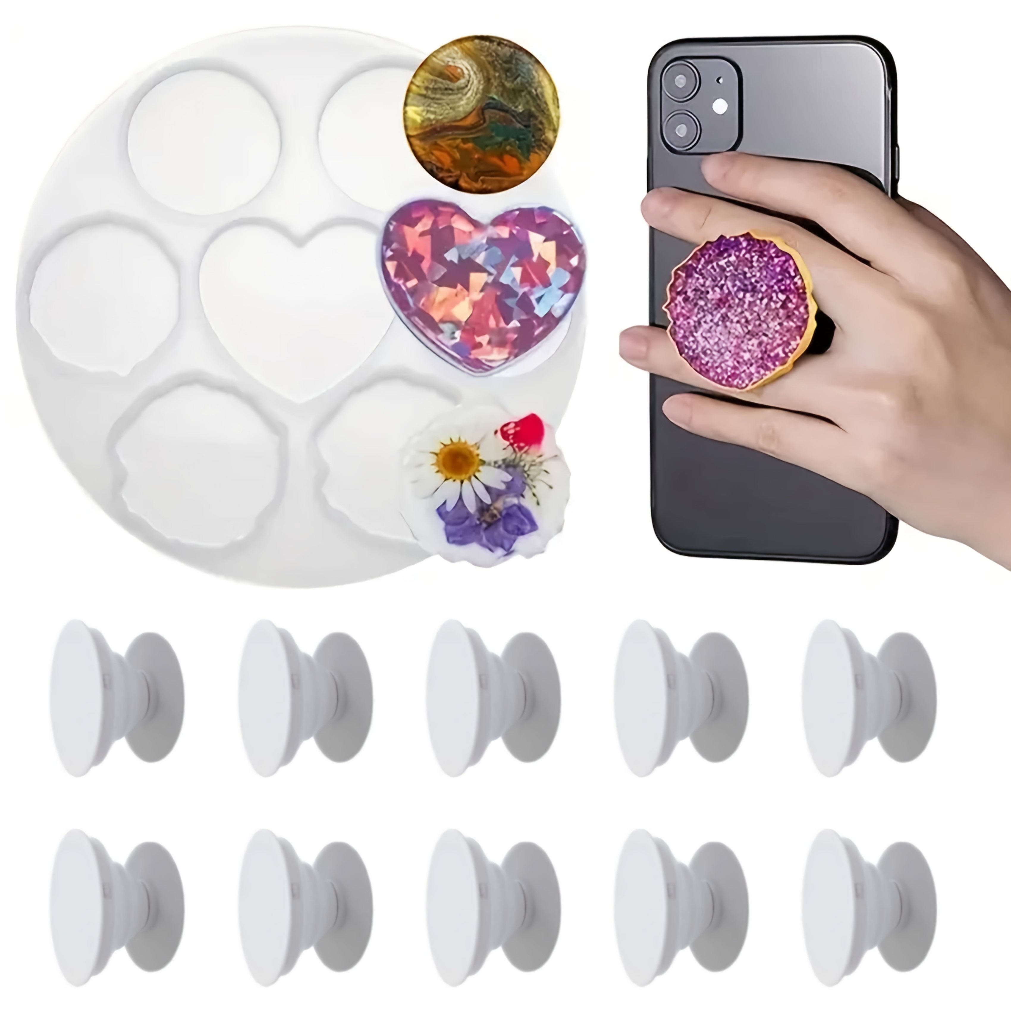 11Pcs, Irregular Phone Holder  - огляд і ціна Coaster Mold Round