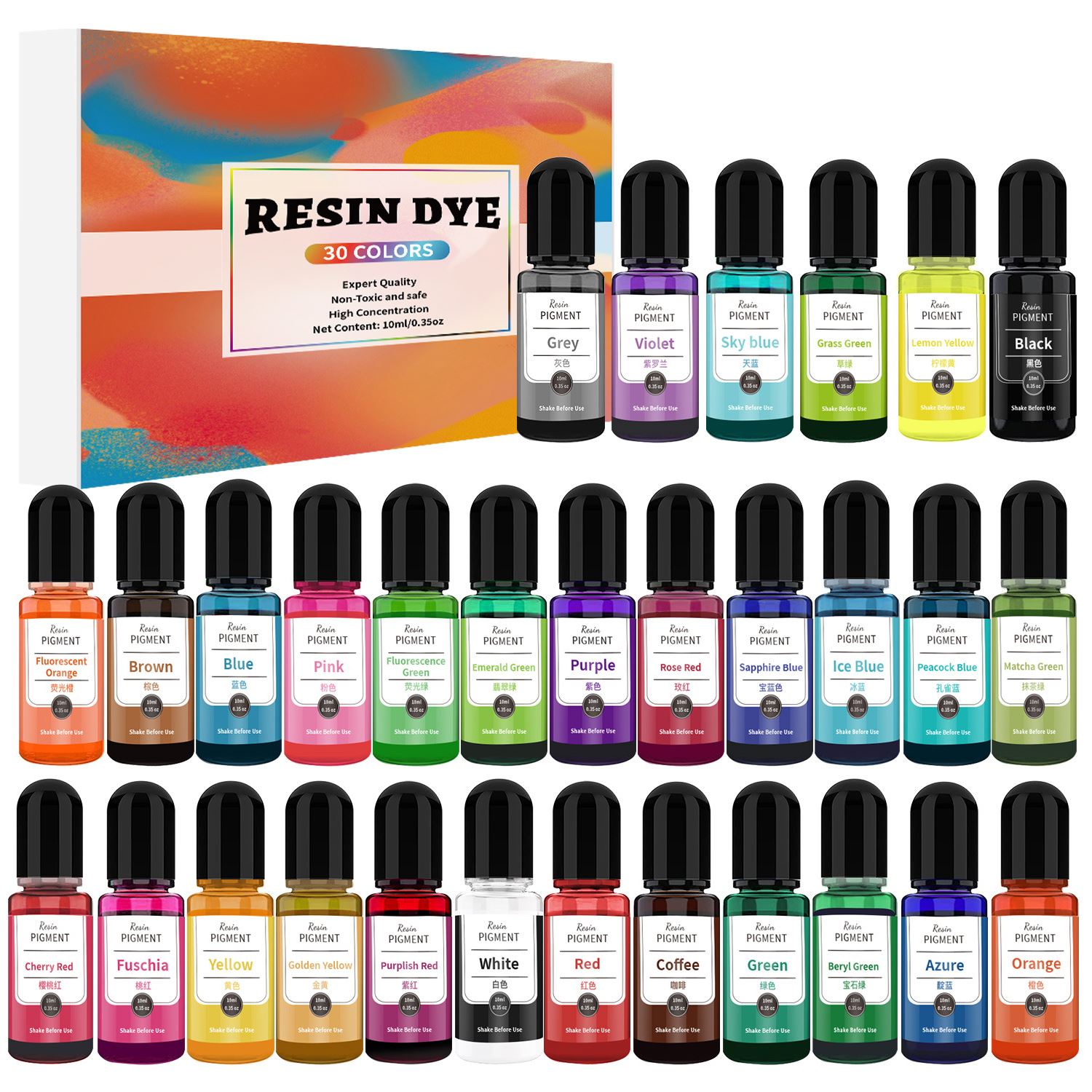 24/30 Colors Set 10ml Epoxy Re - огляд і ціна Resin Pigment Set
